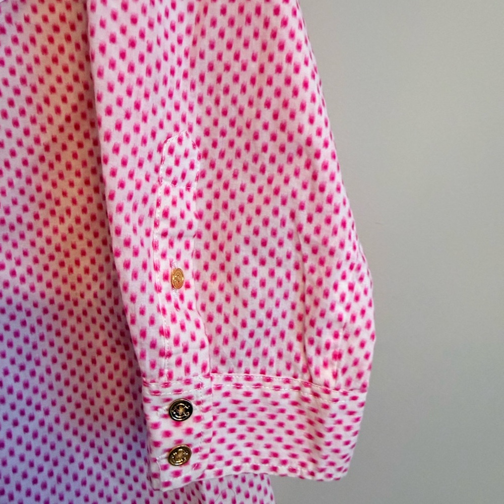 C. Wonder Women’s Button up Shirt white and pink speck pattern 100% cotton - Picture 5 of 7